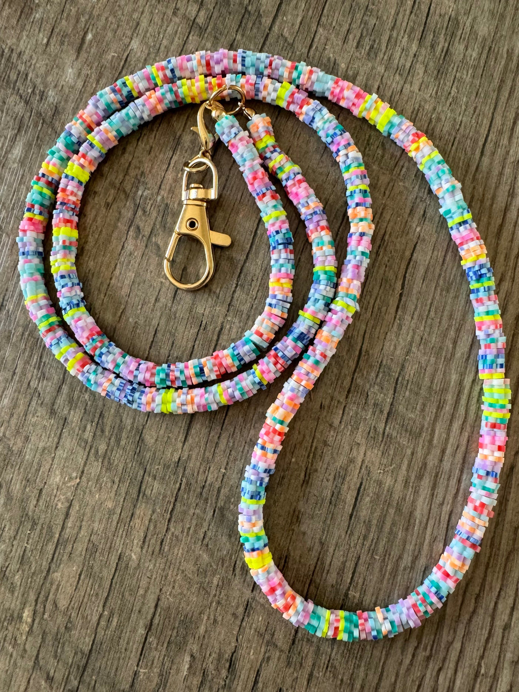Rainbow Beaded Lanyard
