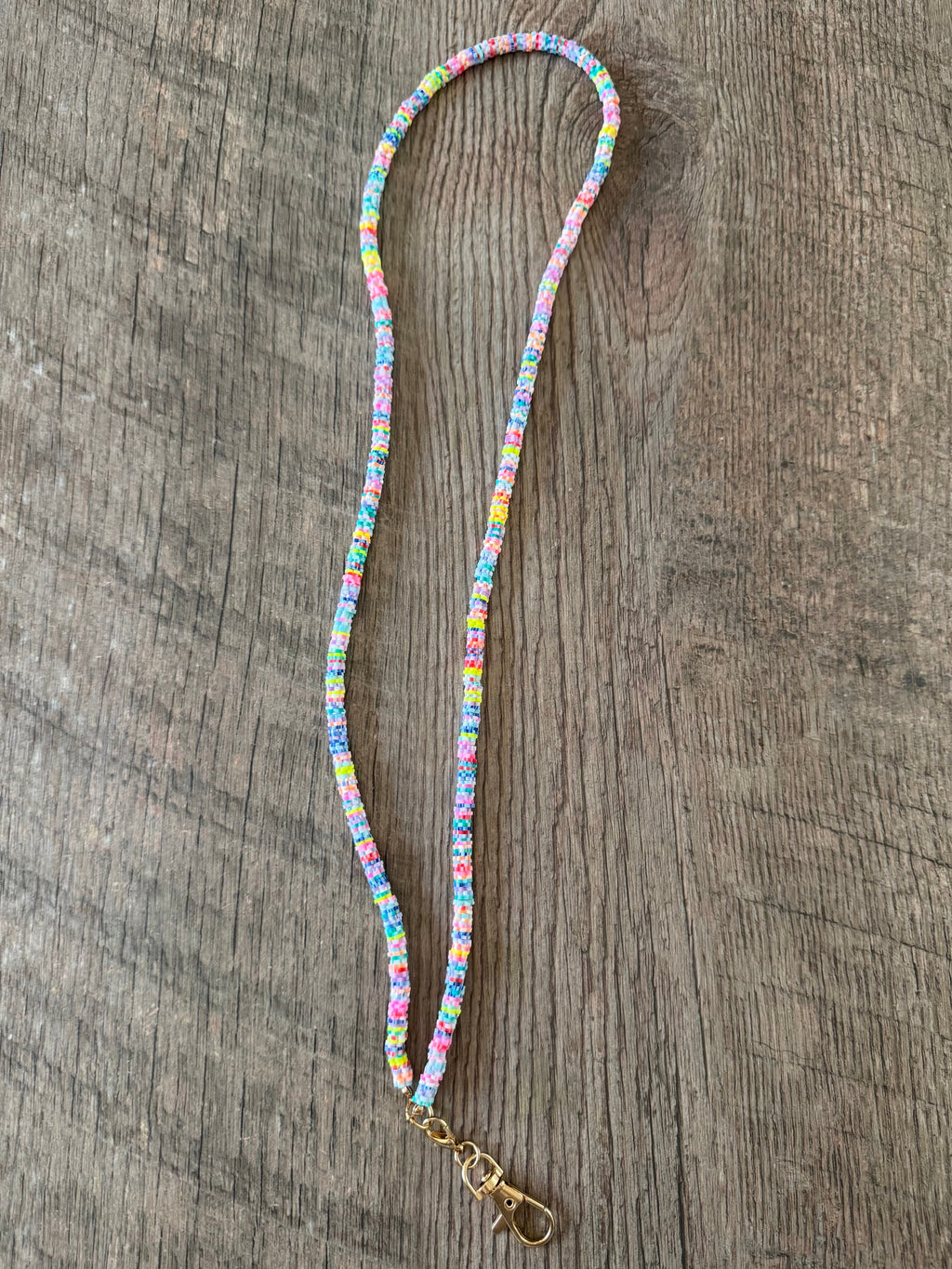 Rainbow Beaded Lanyard
