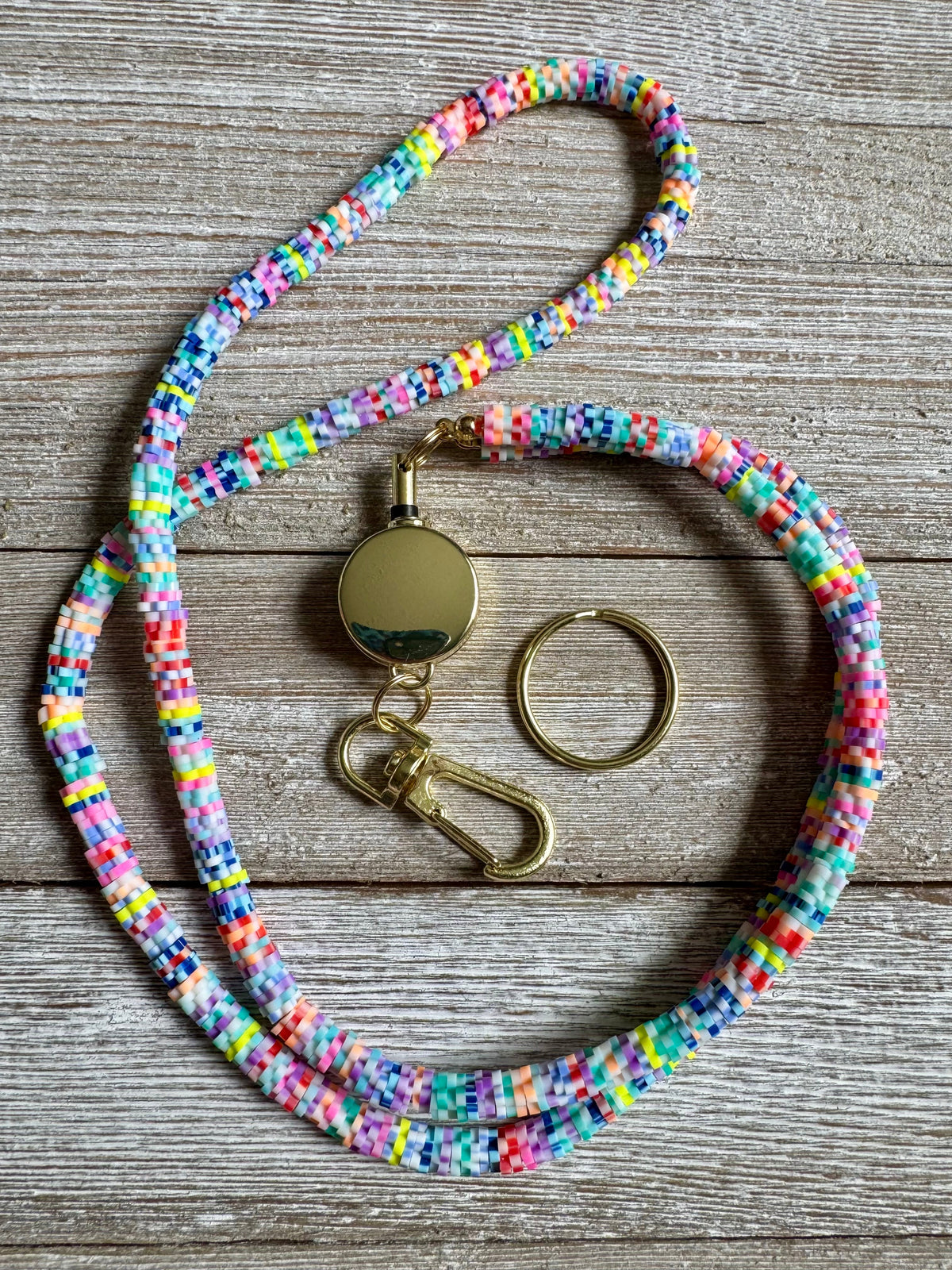 Rainbow Beaded Lanyard