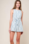 MOMENT MAKER DENIM BLUE WOVEN ROMPER