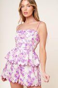DARING DIVA LAVENDER WOVEN TOP AND SHORTS SET