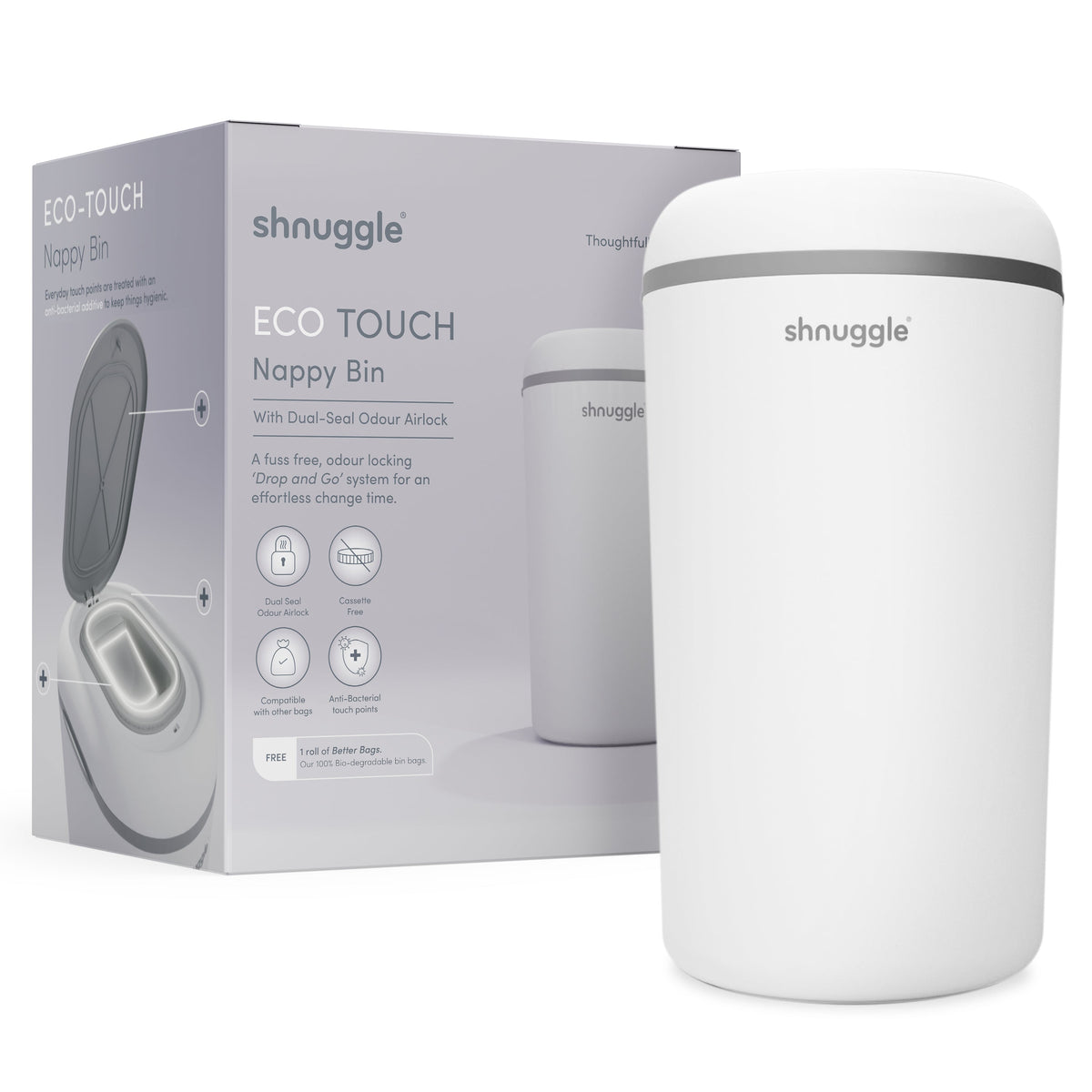 Shnuggle Eco-Touch Diaper Pail + 30 Bag Liners