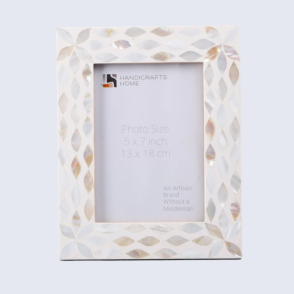Picture Frames Avant Floral Collection Mother of Pearl Resin Inlay White 5x7"