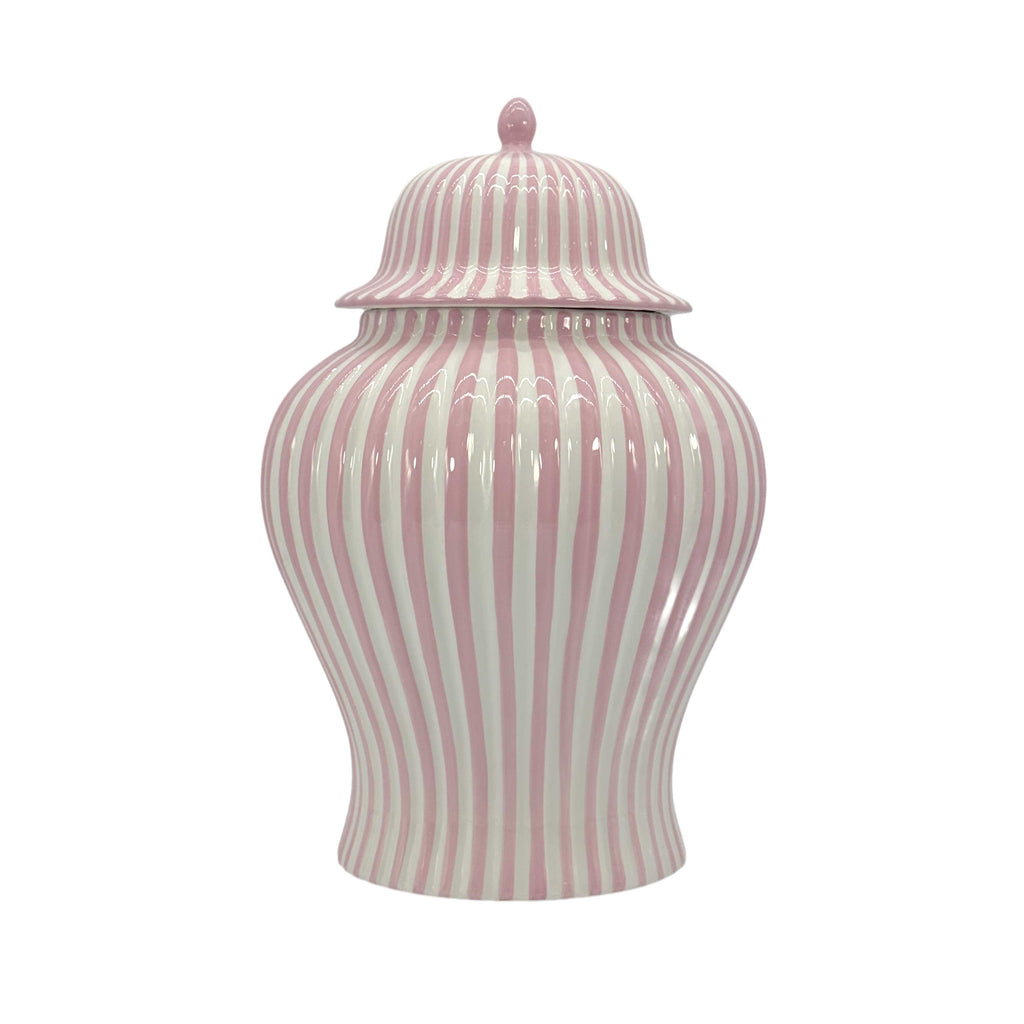 Pink & White Candy Cane Striped Ceramic Vase – 18"