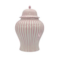 Pink & White Candy Cane Striped Ceramic Vase – 18"