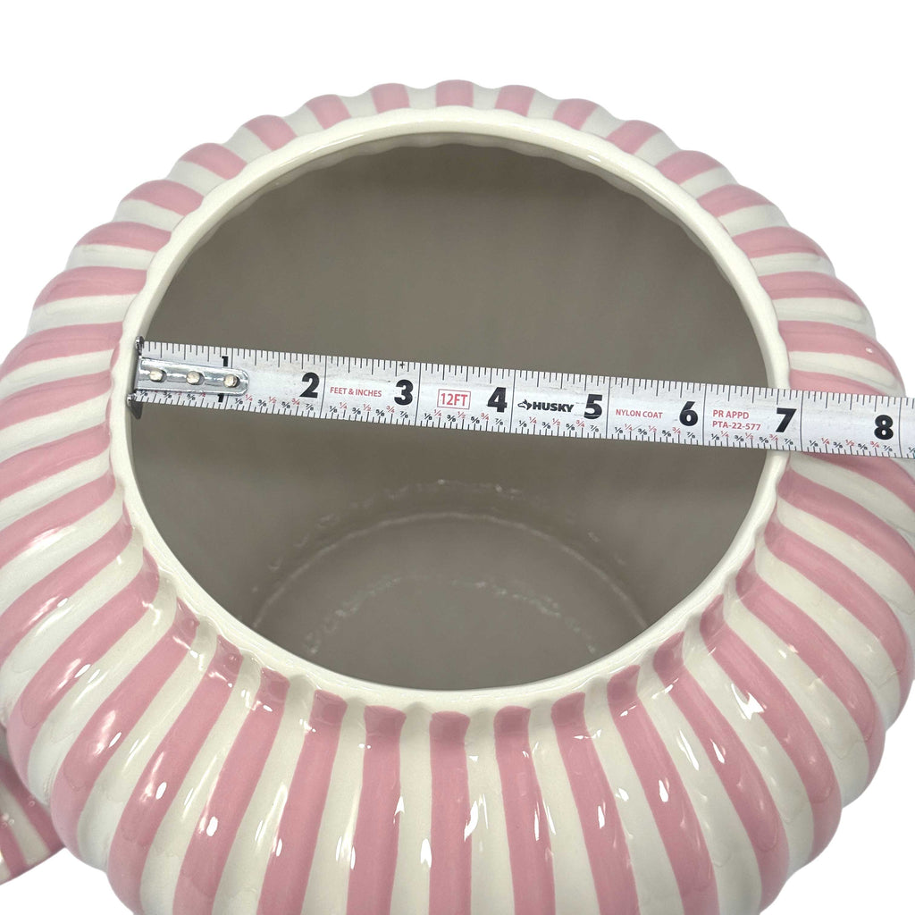 Pink & White Candy Cane Striped Ceramic Vase – 18"
