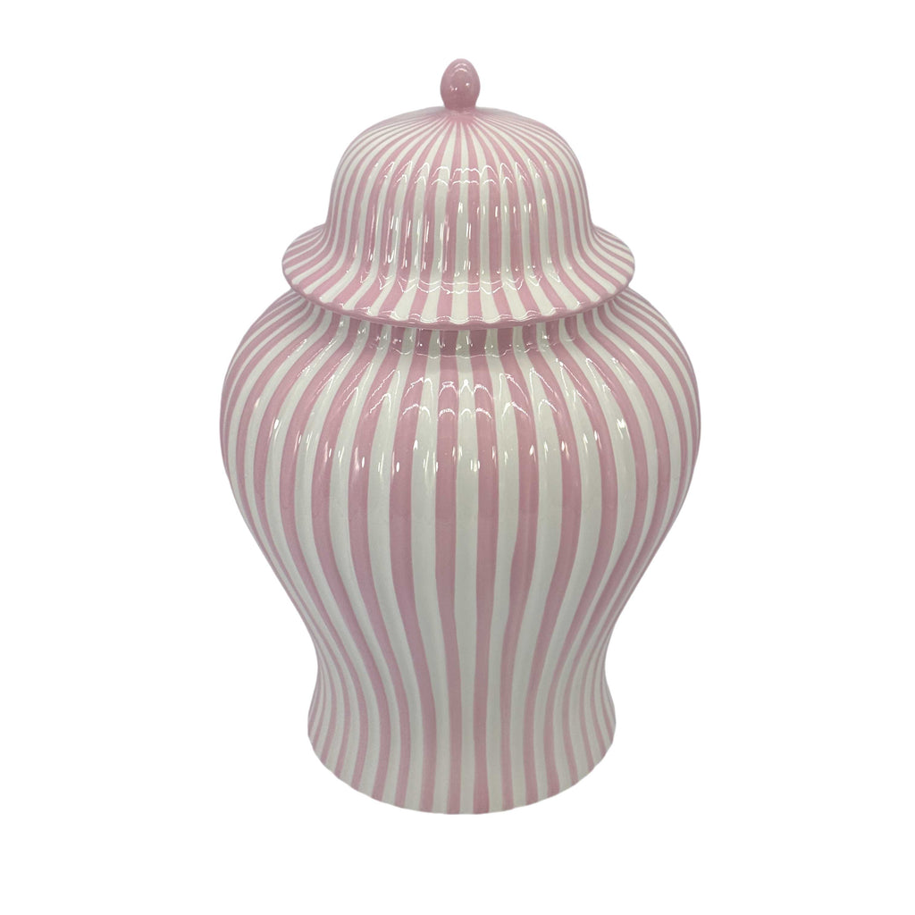 Pink & White Candy Cane Striped Ceramic Vase – 18"