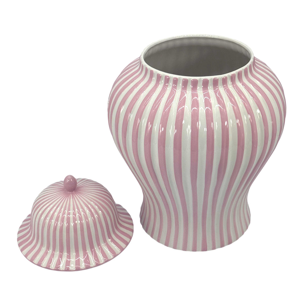 Pink & White Candy Cane Striped Ceramic Vase – 18"