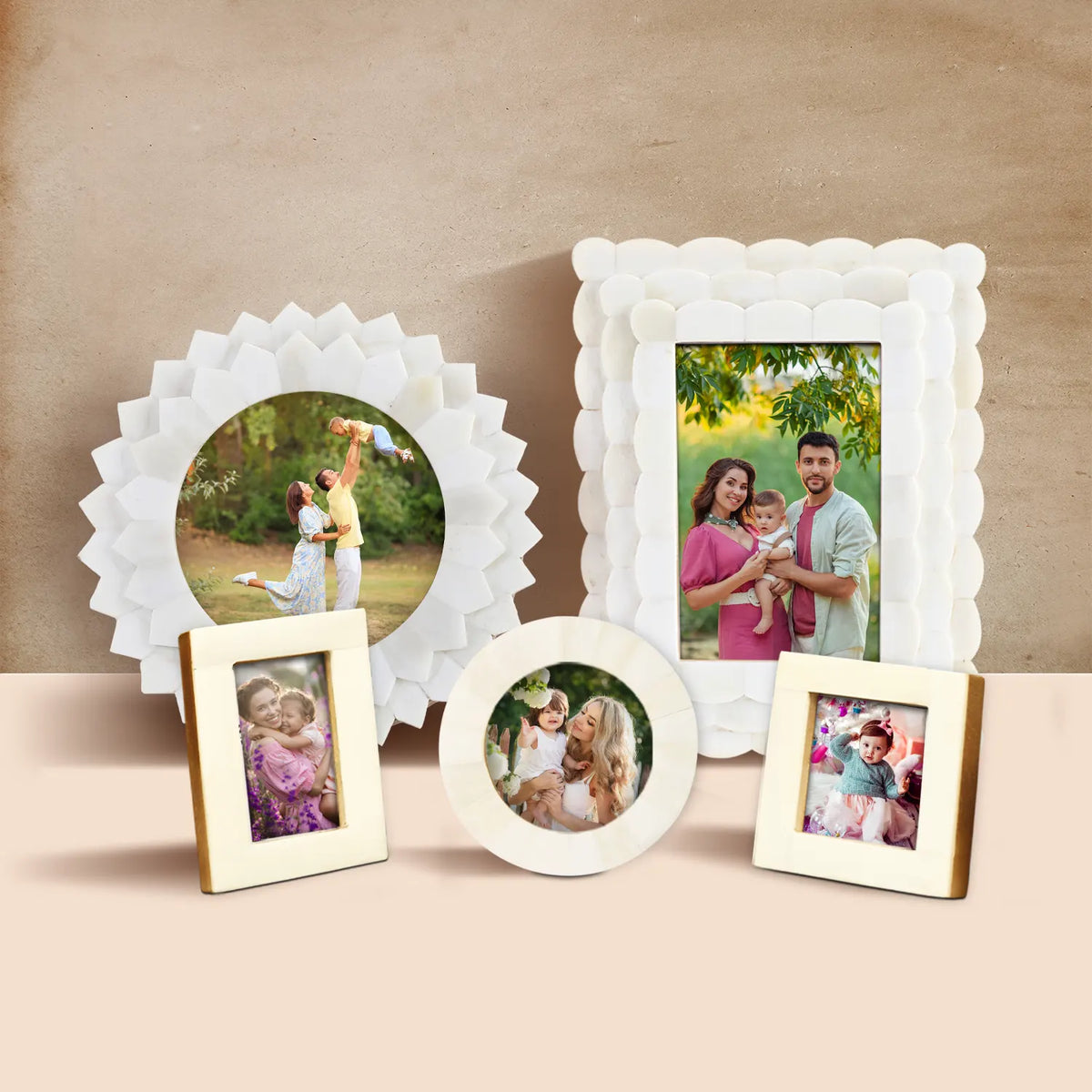 White Bone Inlay Picture Frames Set of 5 | The Royal Collection