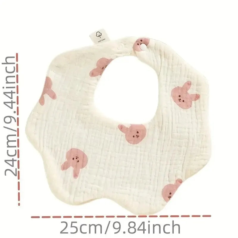 3PCS Cotton Gauze Baby Feeding Bibs | Soft Petal Print Saliva Towels for Newborns & Toddlers | Summer Burp Cloths for Kids