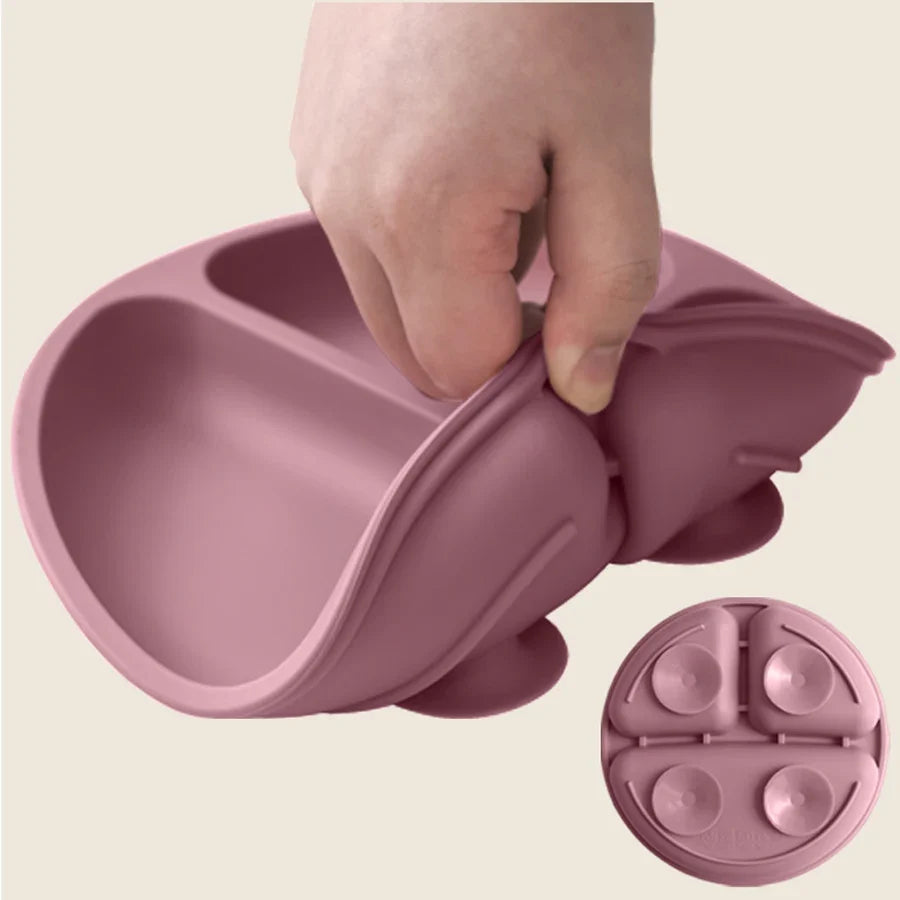Baby Silicone Suction Plate BPA-Free Toddler Feeding Bowl Non-Slip Training Tableware