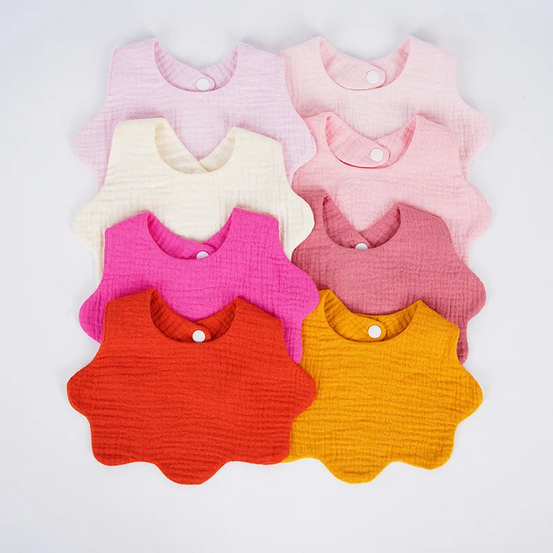 Soft Cotton Baby Print Bibs – Solid Color Infant Burp Cloths, Bandana Scarf for Newborns, Feeding & Saliva Towel for Boys & Girls
