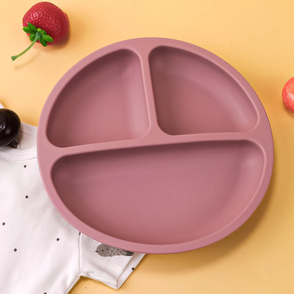 TYRY.HU 100% Silicone Baby Feeding Tray – Compartmentalized Meal Tray with Suction Cup for Secure Attachment to Table
