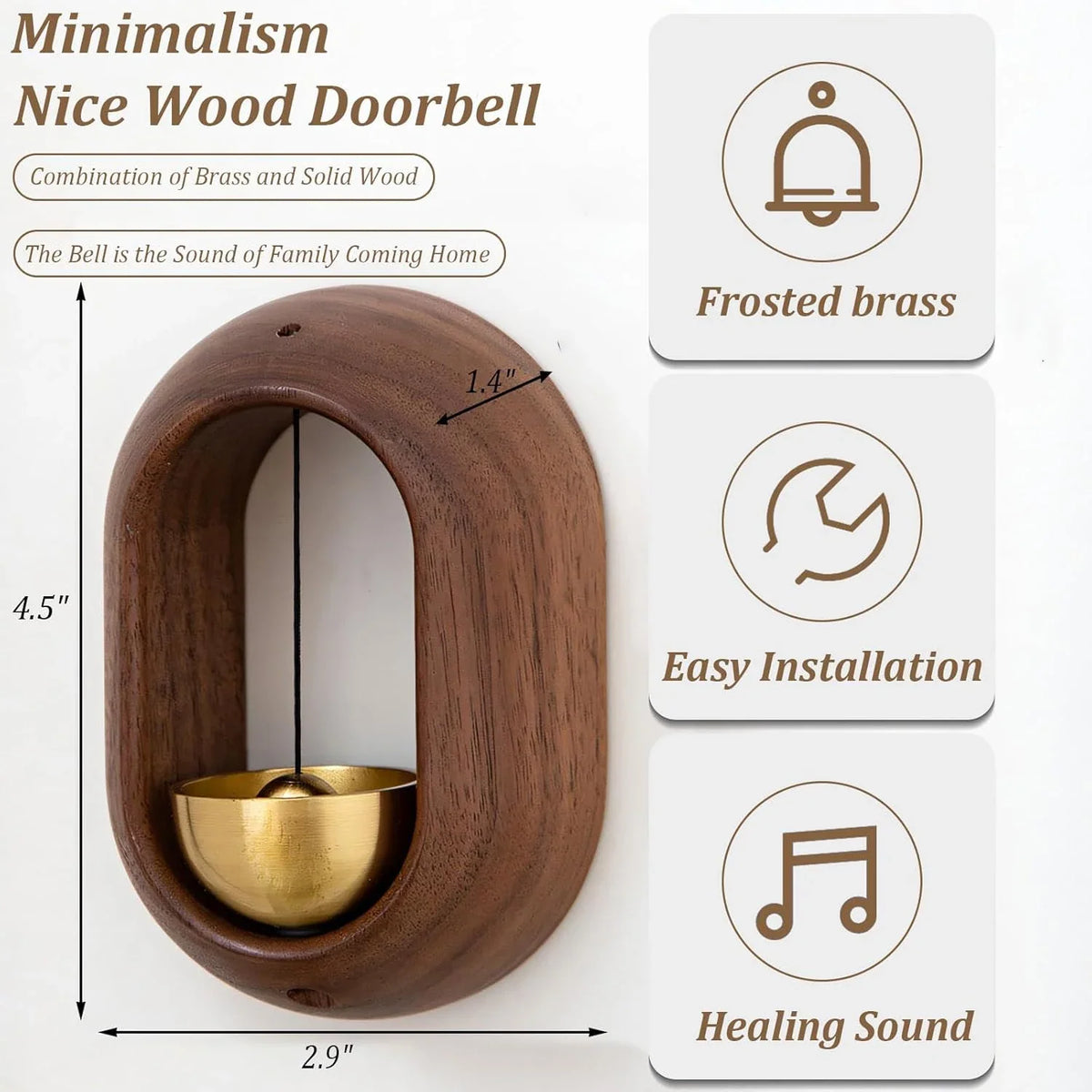 1pc Magnetic Brass Doorbell