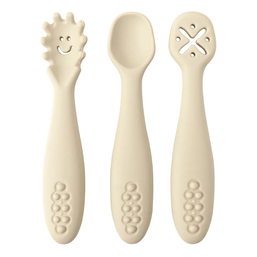 3PCS Cute Baby Learning Spoons Utensils Set – Newborn Feeding Spoon Set for Toddlers