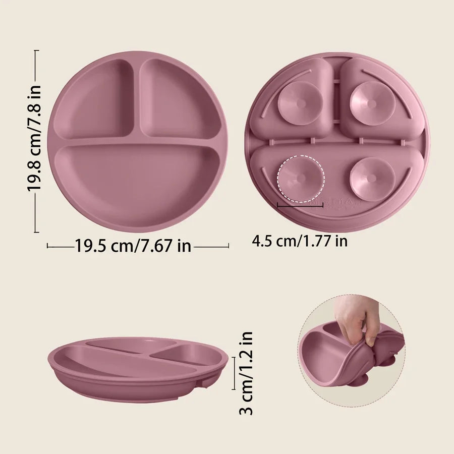 Baby Silicone Suction Plate BPA-Free Toddler Feeding Bowl Non-Slip Training Tableware