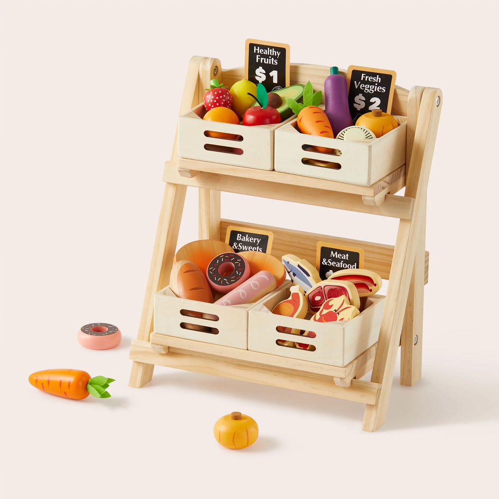 Tiny Land® Wooden Rack for Play Food