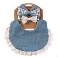 3Pcs/Set Muslin Cotton Bamboo Baby Bibs with Tassel Lace | Adjustable Feeding Drool Burp Cloths for Boys & Girls | Infant Scarf Towel Set