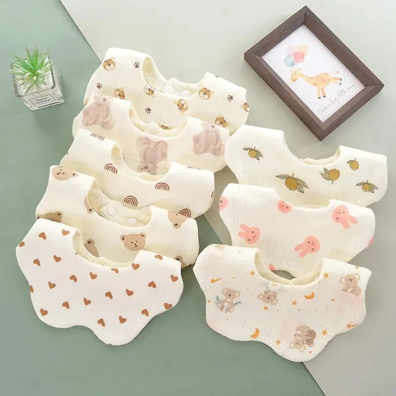 3PCS Cotton Gauze Baby Feeding Bibs | Soft Petal Print Saliva Towels for Newborns & Toddlers | Summer Burp Cloths for Kids