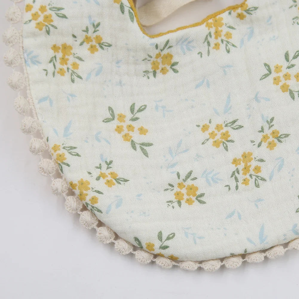 Baby Flower Bib & Headbands - 3 pcs