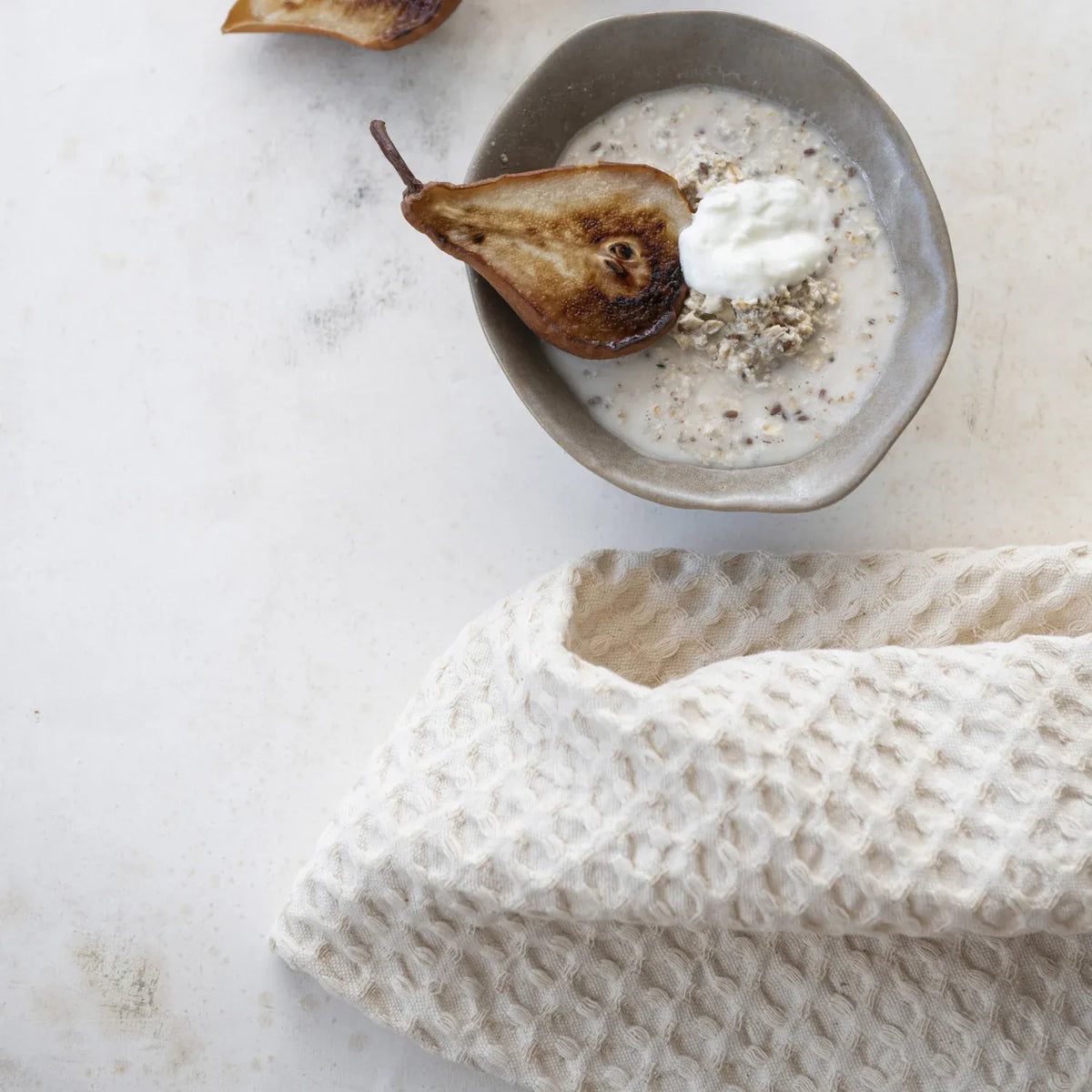 Stonewashed Cotton Waffle Weave Tea Towel – Natural
