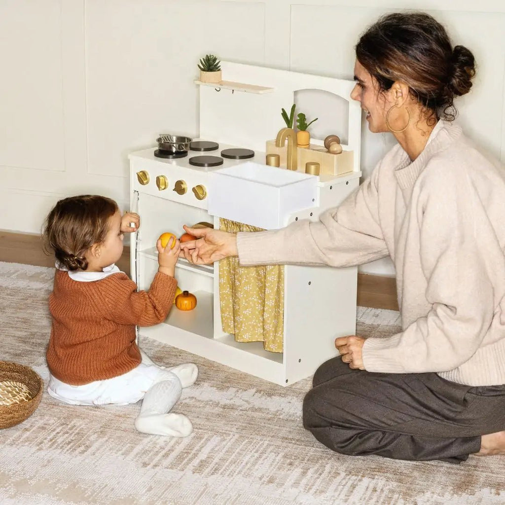Tiny Land® Wooden Play Kitchen for Toddlers - Honey Kitchenette Pretend Cooking Set