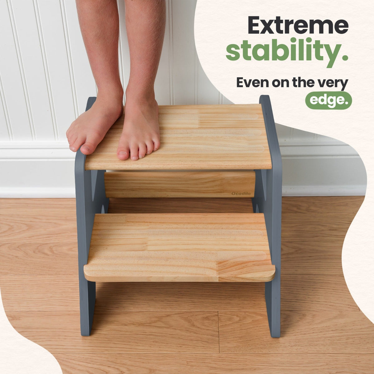 2-Step Wooden Stool for Toddlers(Step Stool for Children Ages 2+)