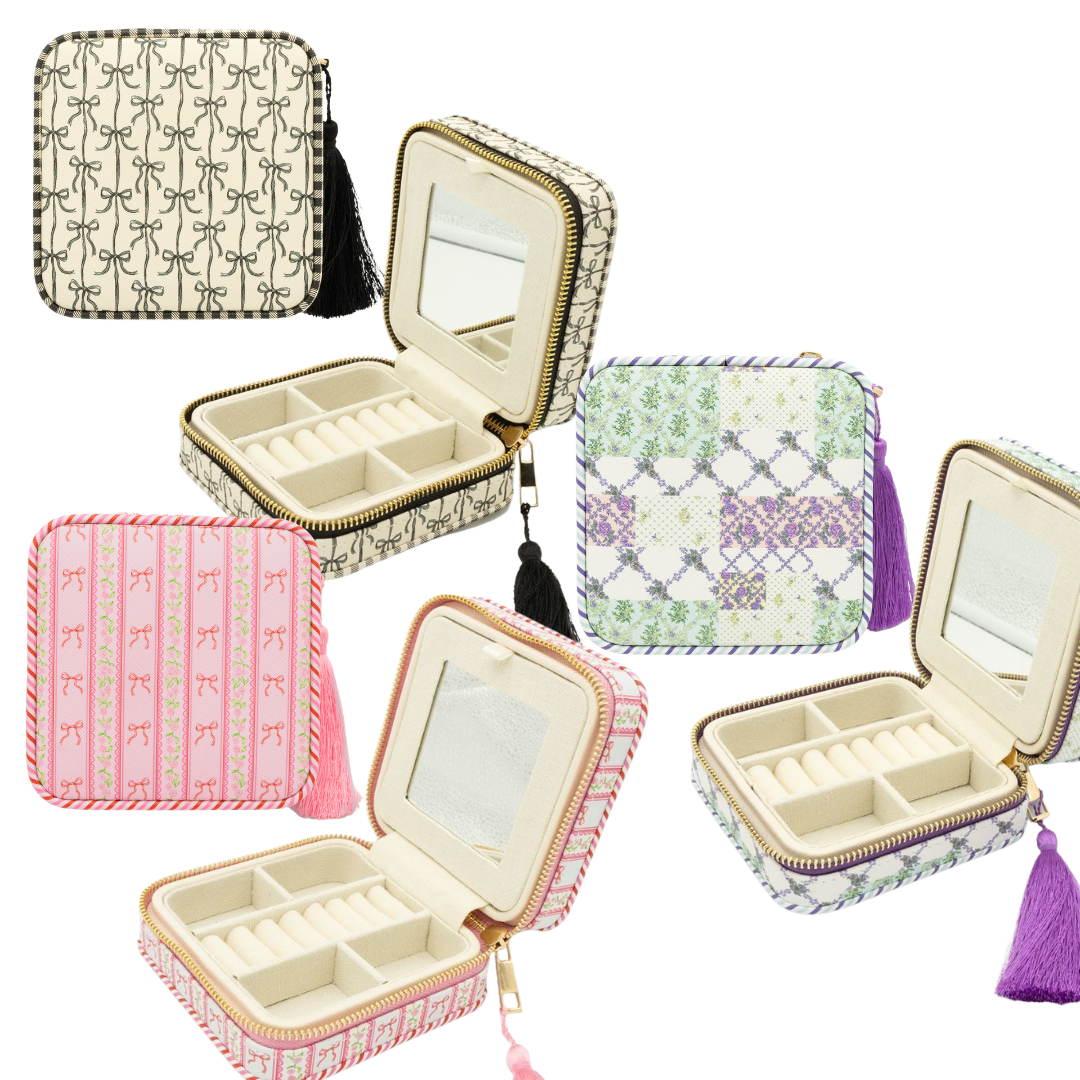 Tassel Travel Jewelry Case - Portable Jewelry Organizer with Mirror and Compartments - S26 - Simply Southern