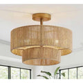 Flint Garden 15.4 in. 3-Light Bohemian Antique Gold Two-Tier Semi- Flush Mount