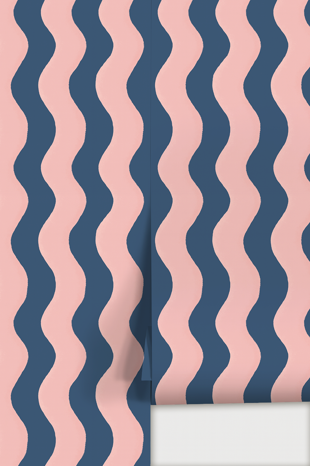 Ziggy Stripe Wallpaper, blue and pink