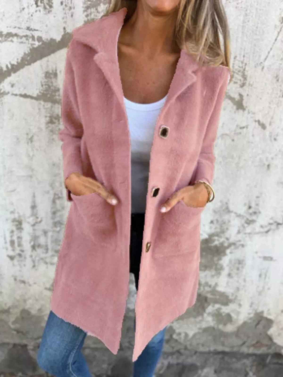 Full Size Button-Down Long Sleeve Longline Coat
