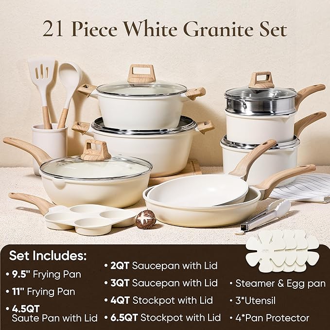 CAROTE Pots and Pans Set - 21 Pcs