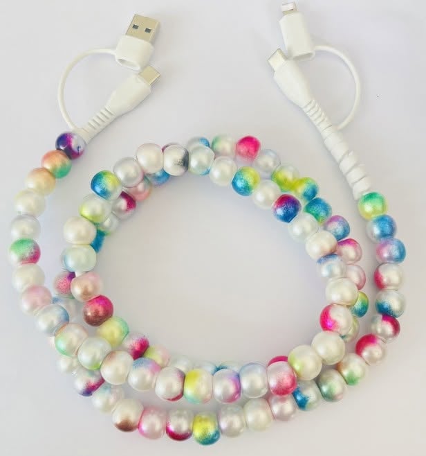 PATTERNED BEADED 4-IN-1 FAST CHARGING PHONE AND DEVICE CHARGER | 26 STYLES