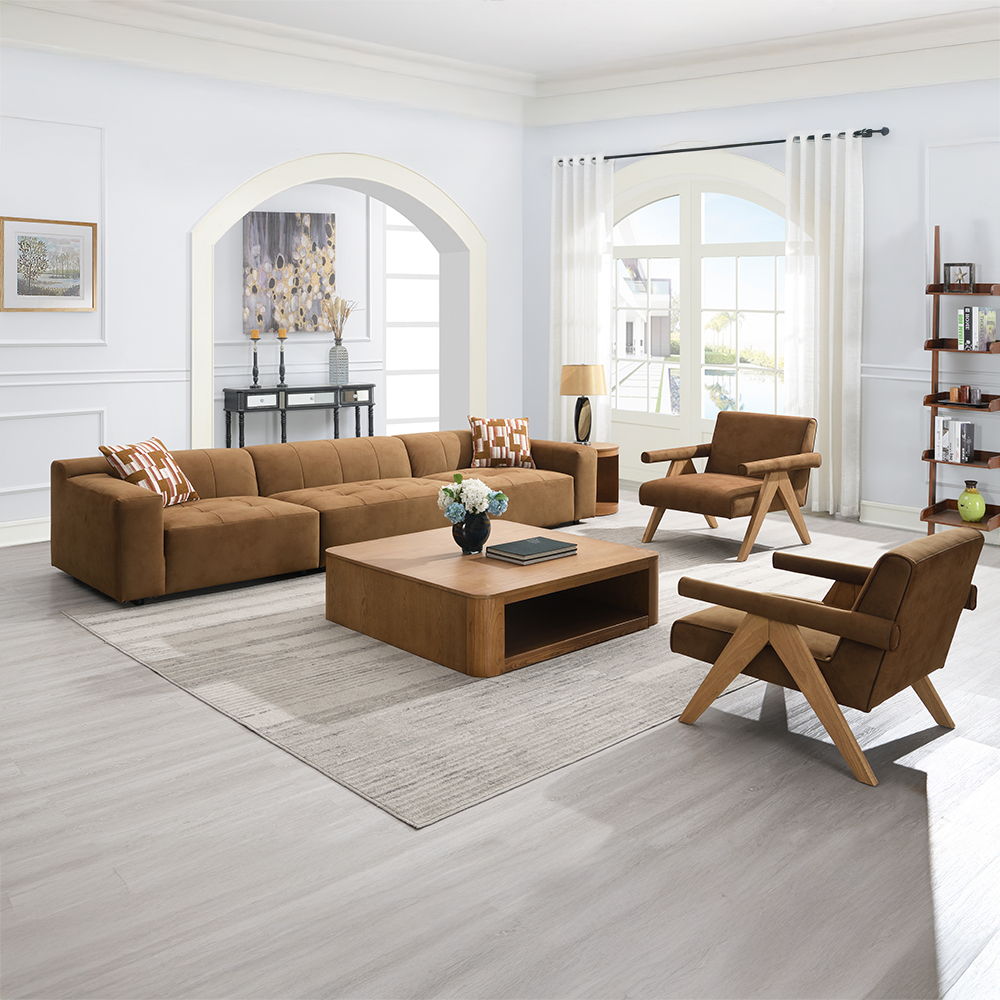 Zoey - Accent Chair - Chocolate Suede & Oak
