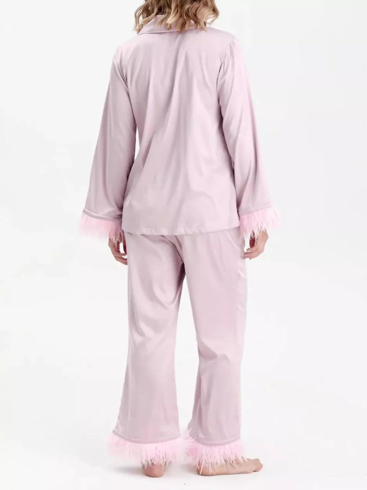 Silky Button Up Top and Pants Lounge Set