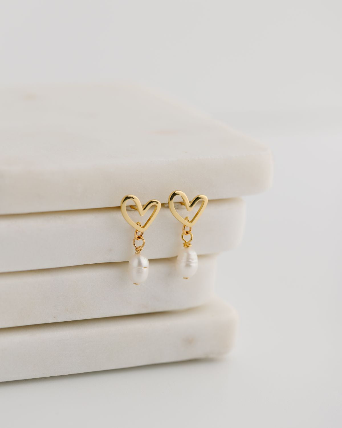 Beautiful Life Heart Studs with Pearl Drop