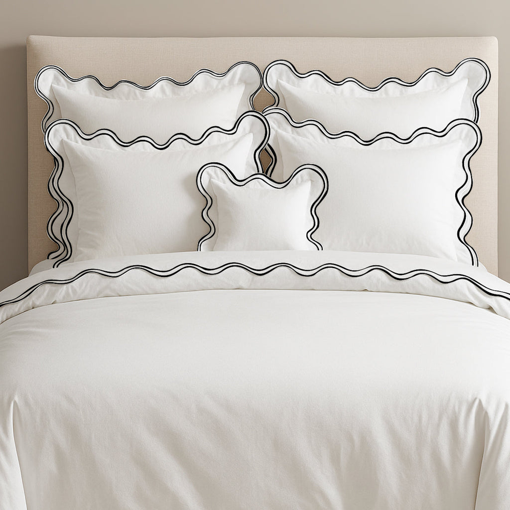 400TC Cotton Sateen Double Scalloped Duvet Cover Set