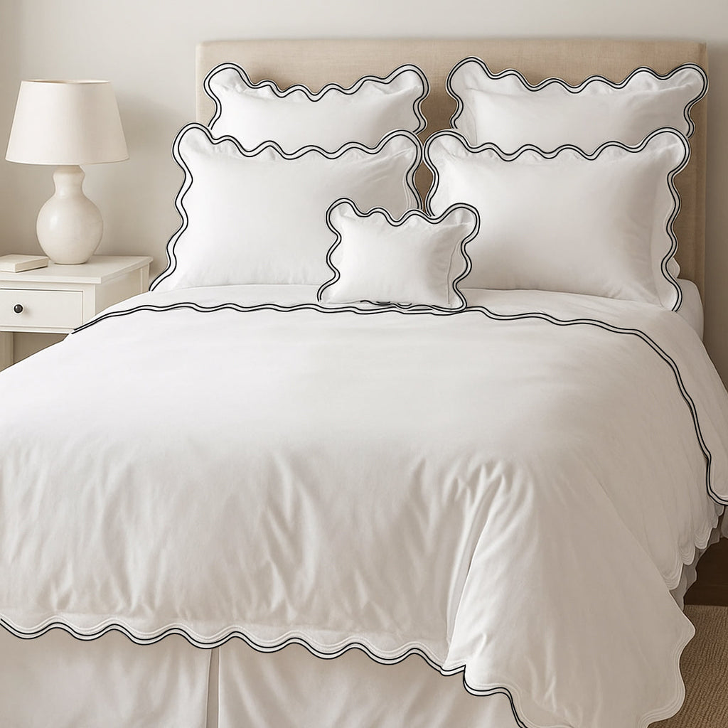 400TC Cotton Sateen Double Scalloped Duvet Cover Set