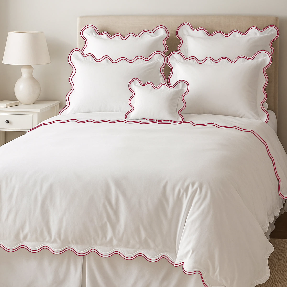 400TC Cotton Sateen Double Scalloped Duvet Cover Set