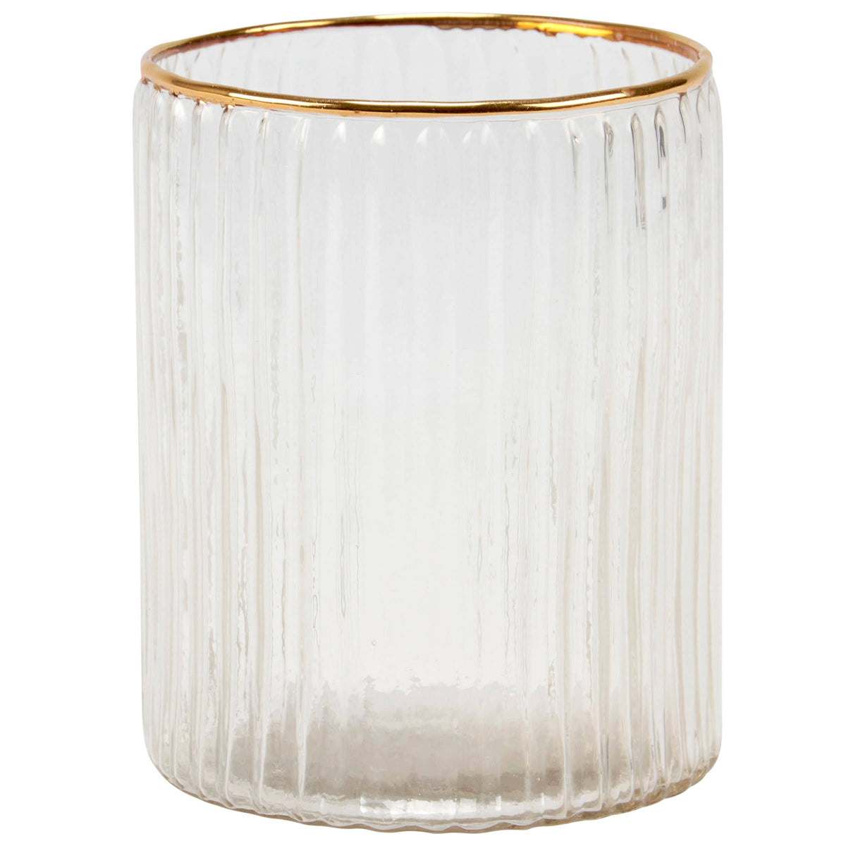 Small Gold Ribbed Drinking Glass