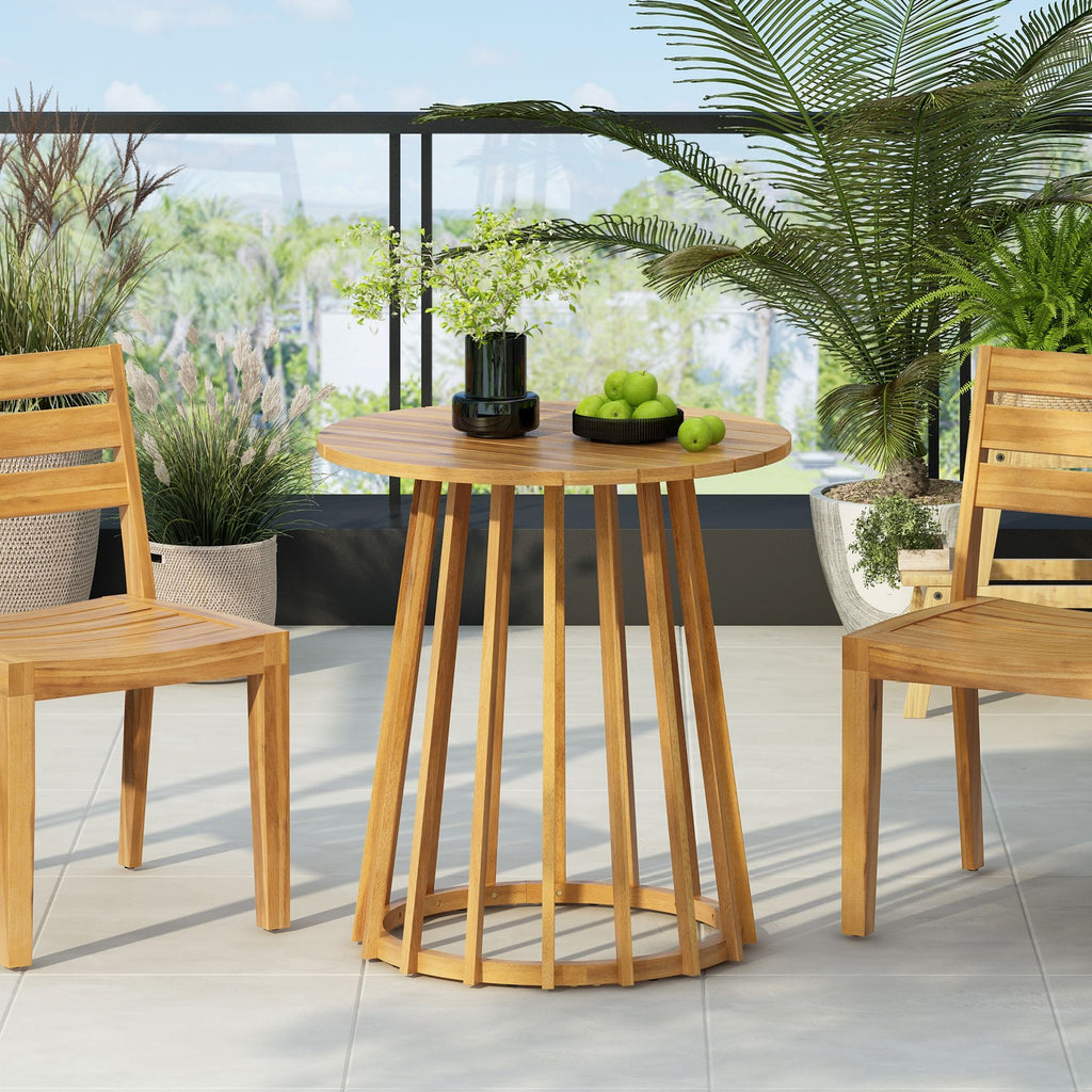 Outdoor Round Top Table - Light Brown
