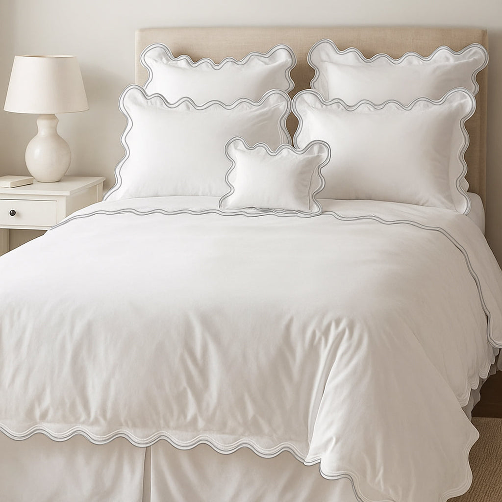 400TC Cotton Sateen Double Scalloped Duvet Cover Set