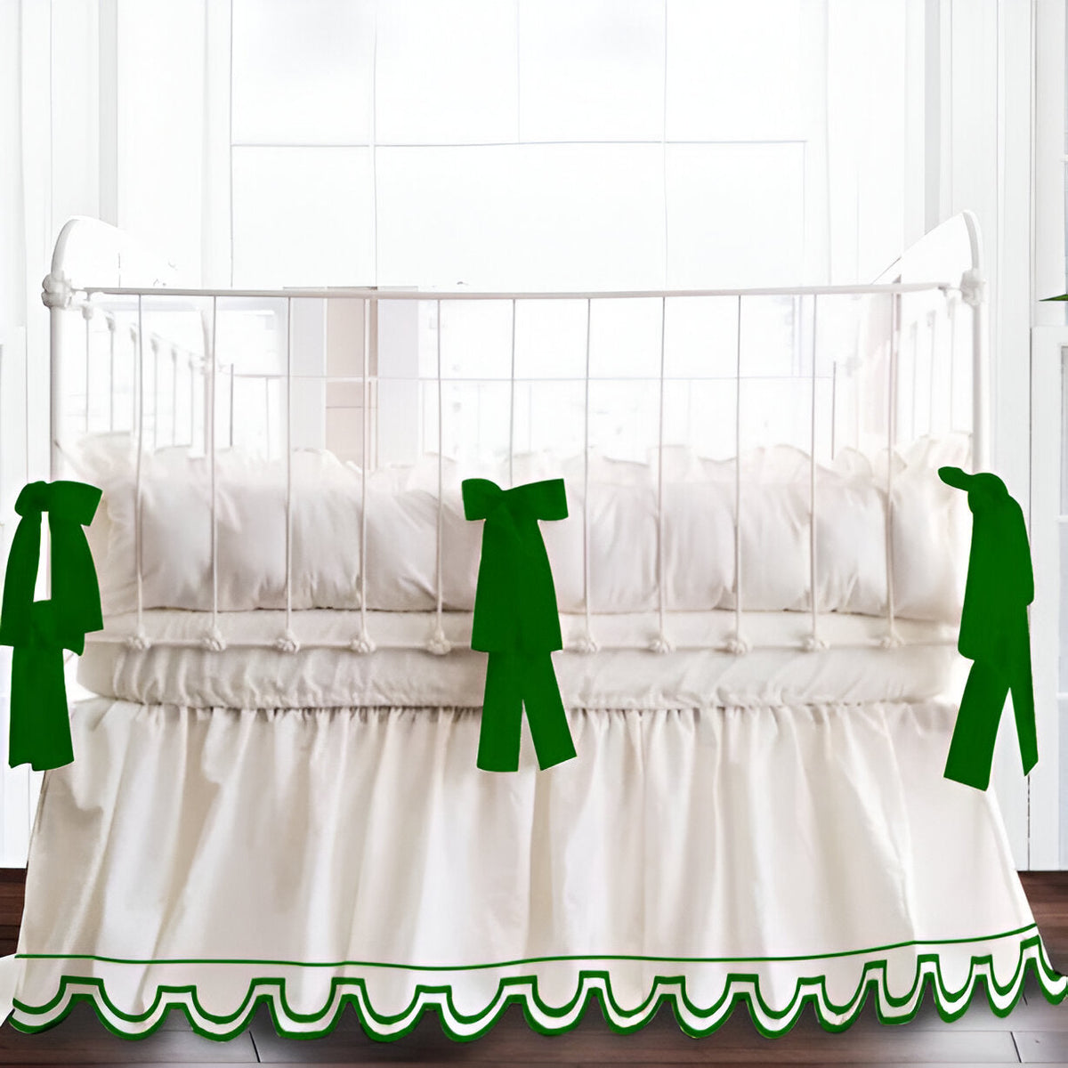 Scallop Embroidery Cotton Gathered Crib Skirt