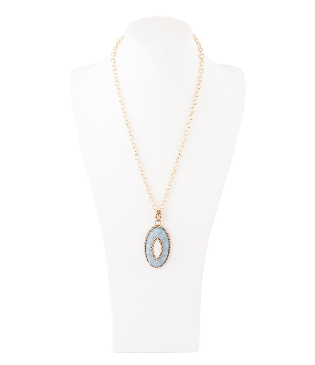 Blue Denim Mother of Pearl Necklace