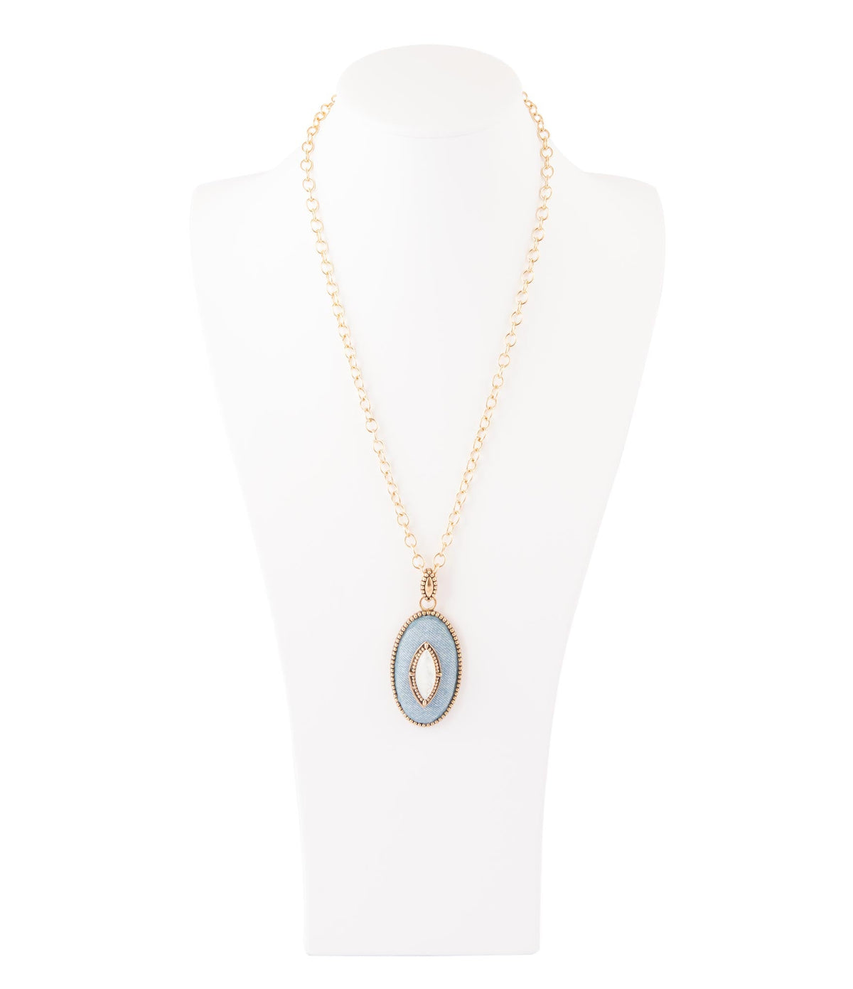 Blue Denim Mother of Pearl Necklace