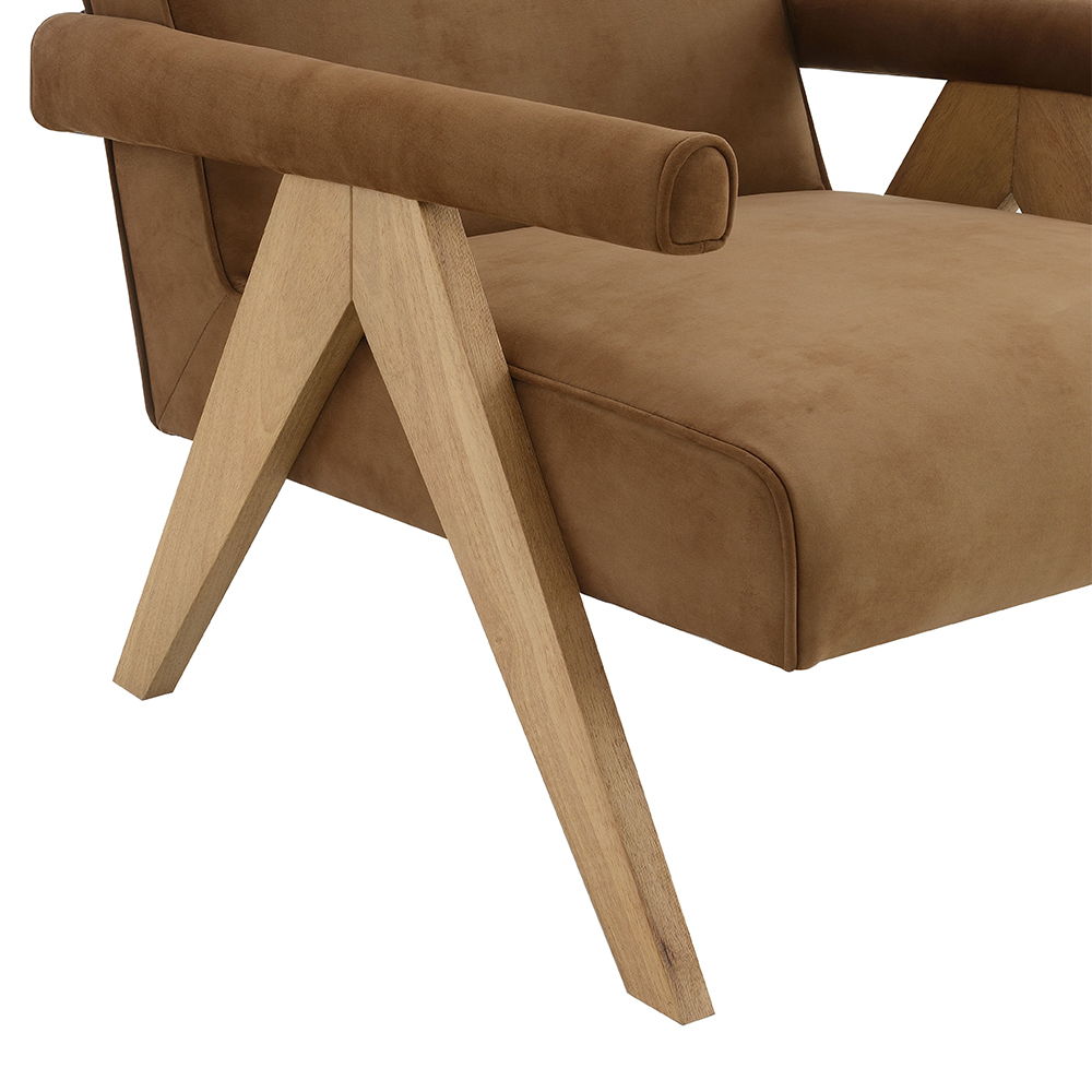 Zoey - Accent Chair - Chocolate Suede & Oak
