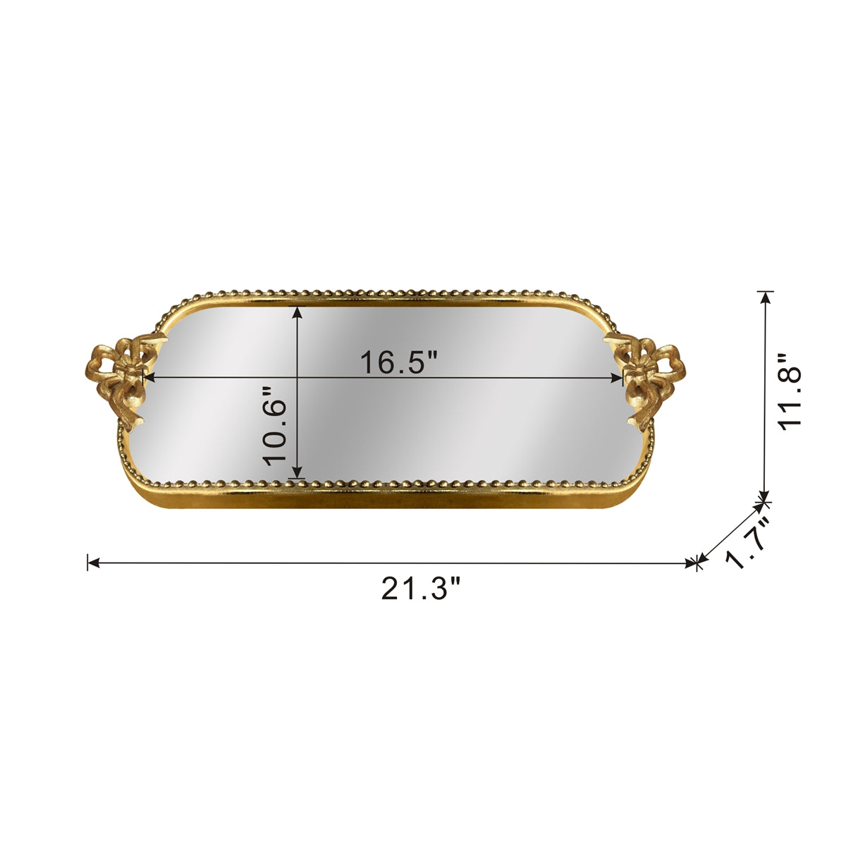 Ornate Gold Accent Tray with Mirrored Surface - Gold
