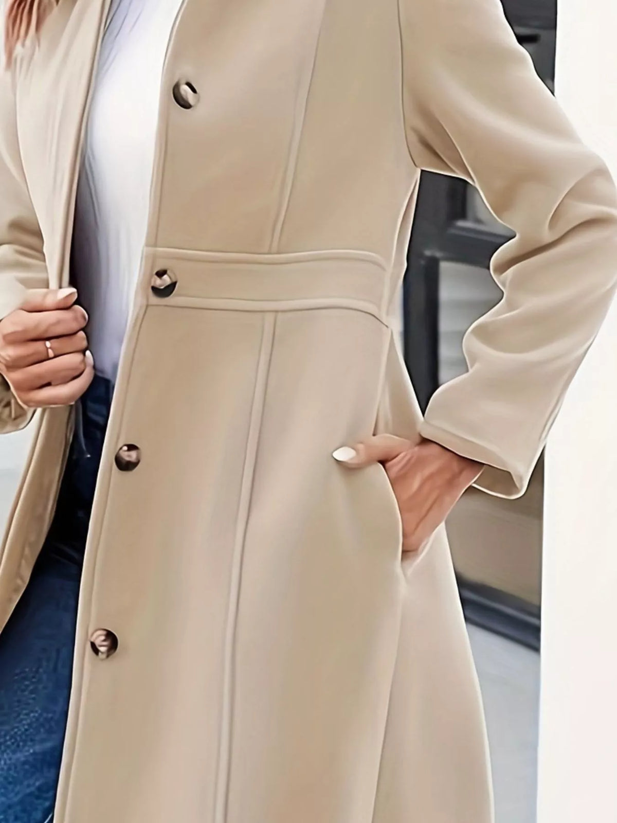 Button-Down Wool Blend Coat