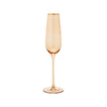 Kadra Kitchenware Vikko Decor VD-P8-AM Amber Champagne Flute Glass, 8.5 oz, Gold Rim Case of 24