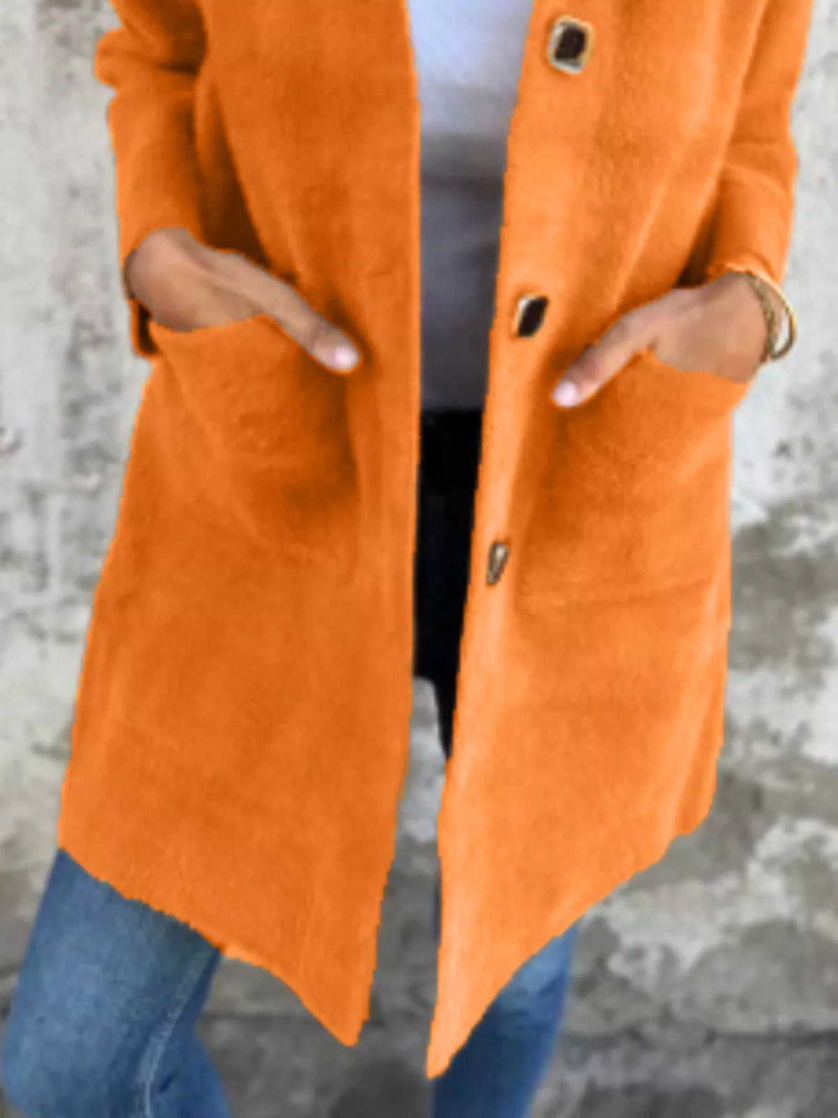 Full Size Button-Down Long Sleeve Longline Coat